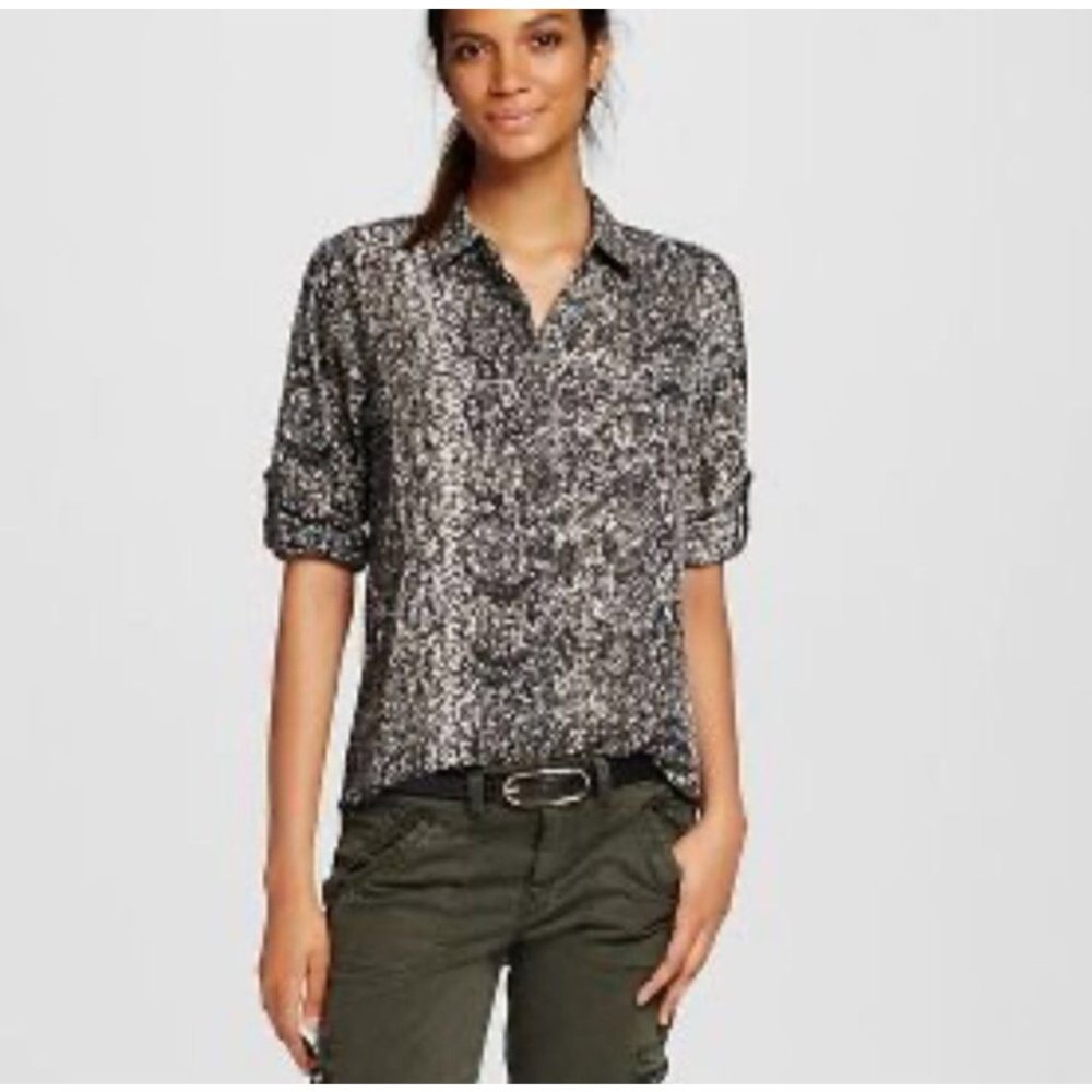Mossimo Snake Print Button Down Blouse Plus Size XXL Career